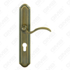 Maniglie in ottone Maniglia per porta in legno Maniglia per porta su piastra per serratura da infilare (B-PM7005-AB)