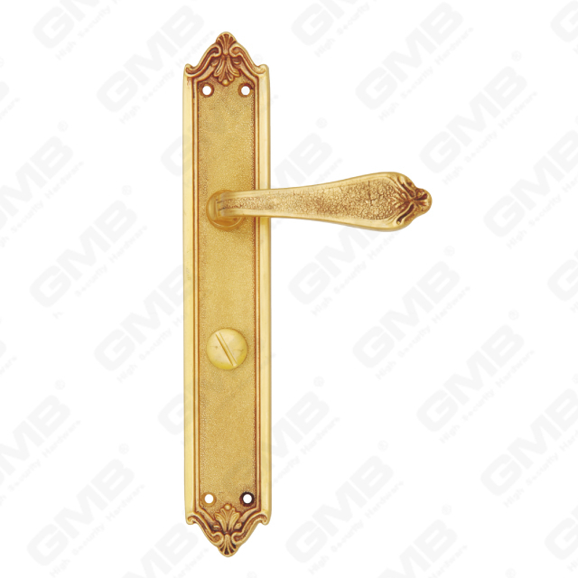Maniglie in ottone Maniglia per porta in legno Maniglia per porta su piastra per serratura da infilare (B-PM5757-OG)