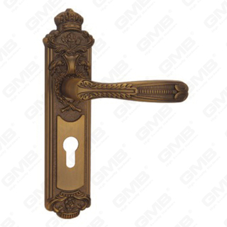 Maniglia della porta Tirare la maniglia della porta in legno Hardware maniglia della porta su piastra per serratura da infilare con maniglia della piastra della porta in lega di zinco o acciaio (CM579-C35-DYB)