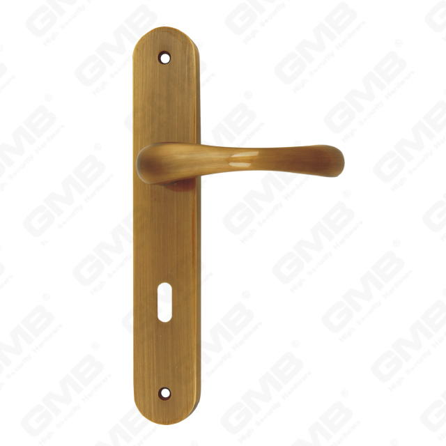 Maniglie in ottone Maniglia per porta in legno Maniglia per porta su piastra per serratura da infilare (B-PM9889-AB)