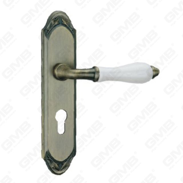 Maniglia della porta Tirare la maniglia della porta in legno Hardware maniglia della porta sulla piastra per serratura da infilare dalla maniglia della piastra della porta in lega di zinco o acciaio (ZM465110-DAB)