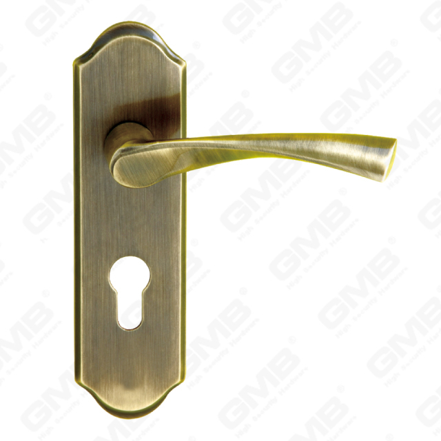 Maniglie in ottone Maniglia per porta in legno Maniglia per porta su piastra per serratura da infilare (B-PM0663-AB)